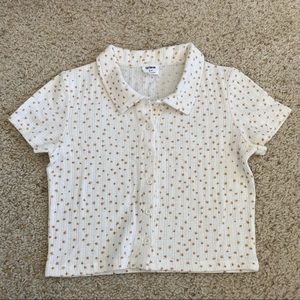 Cotton On Cropped Floral Polo Shirt